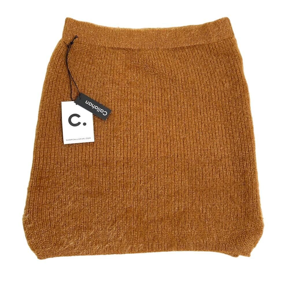 Callahan Knitwear Revolve Genny Mini Skirt Amber Glow Fuzzy Size Large